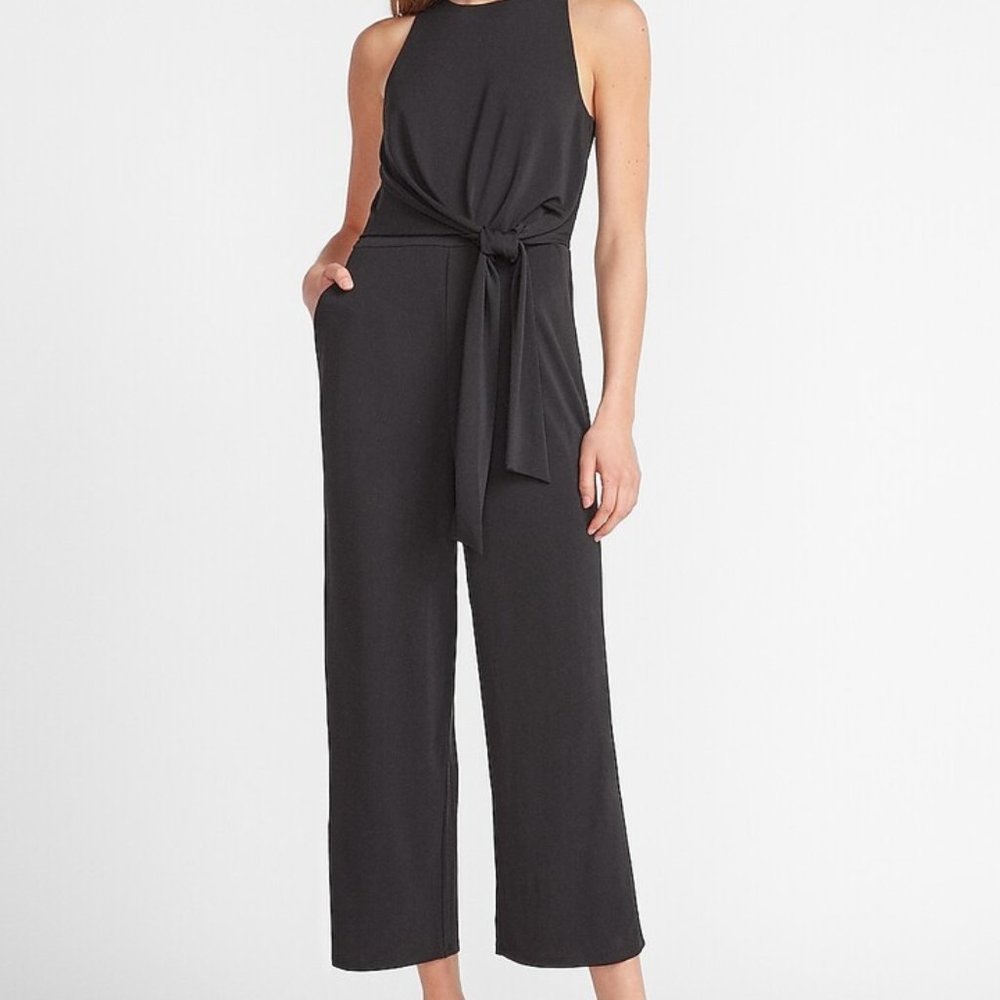 Express | High Neck Tie Front Culotte Jumpsuit